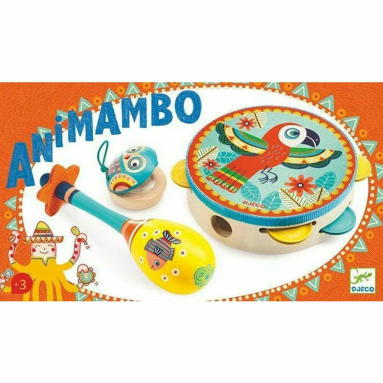 Animambo Tambourine, Maraca, Castanet Musical Instrument Set - Image 2