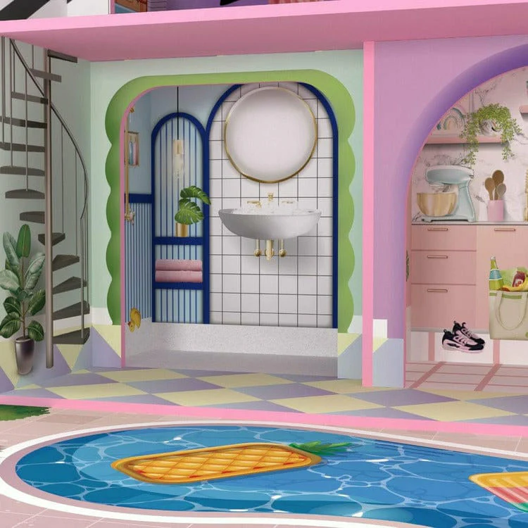 Kids Dreamland Sunset 3-Level Dollhouse Set for 12" Dolls - Image 5