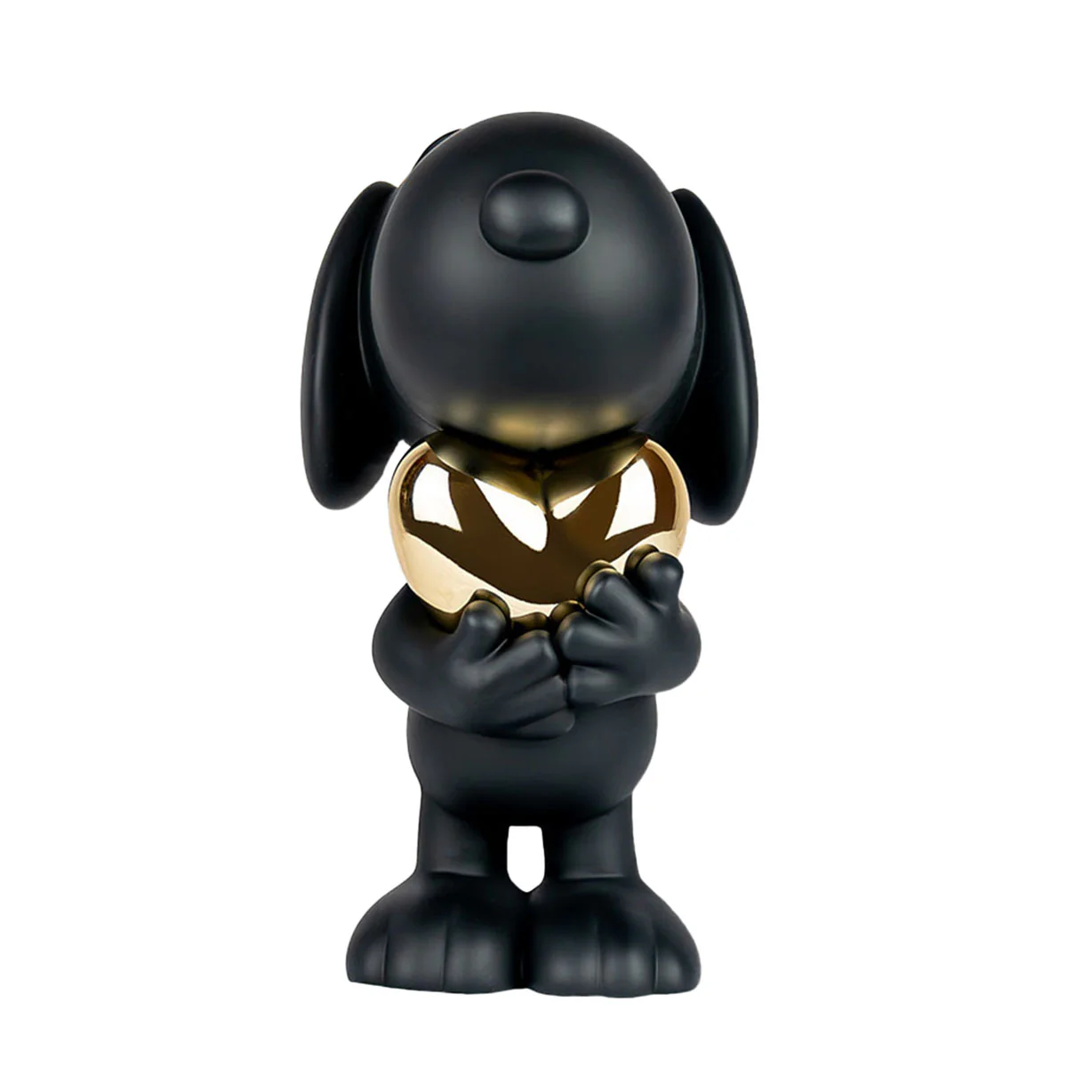 Snoopy Matte Black Figure with Chrome Gold Heart - 21.6" - Image 3
