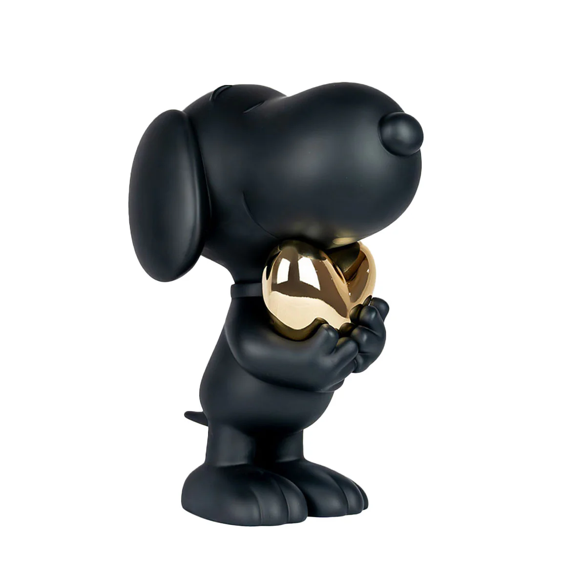 Snoopy Matte Black Figure with Chrome Gold Heart - 21.6" - Image 5